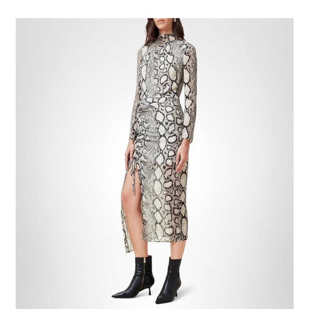 AllSaints Rizo High Neck Long Sleeve Animal Print Dress New $329 Women’s Sz 10